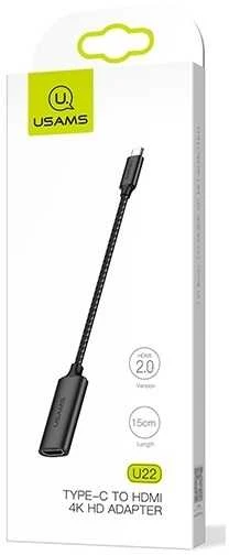 Adapteris USB Usams SJ282HD01 USB-C - HDMI Juodas (63657-uniw)