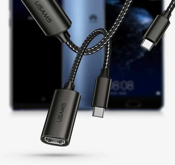 Usams USB-C į HDMI adapteris su pintu laidu