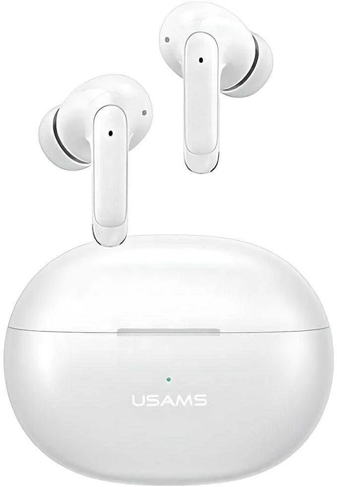 USAMS Bluetooth 5.3 Ausinės TWSX-Don Series Dual mic ENC belaidės baltos spalvos BHUXD02