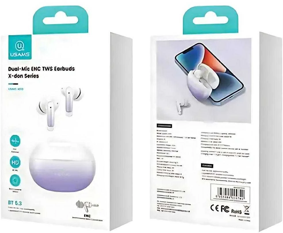 USAMS Bluetooth 5.3 TWS X-don series ENC Belaidės ausinės Violetinė Gradient/Violetinė Mėlyna BHUEN
