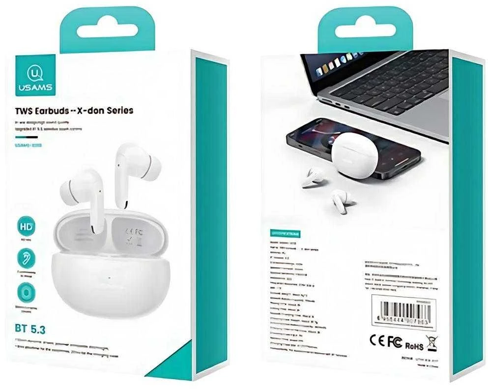 USAMS Bluetooth 5.3 Ausinės TWSX-Don Series Dual mic ENC Belaidės violetinės spalvos BHUXD04