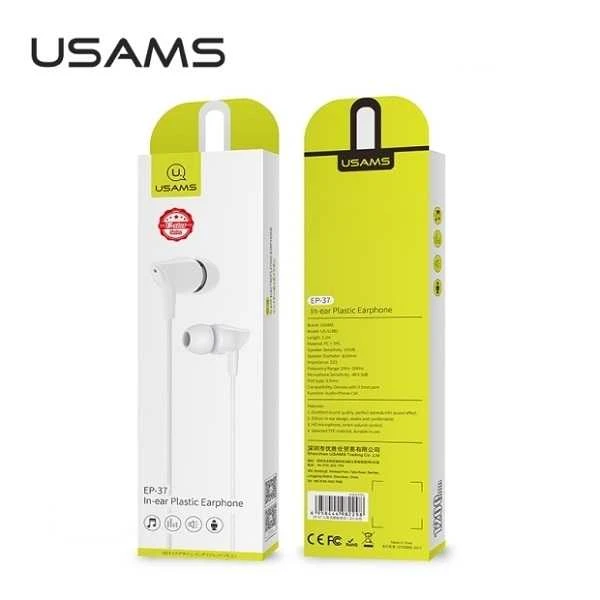 USAMS Stereo Ausinės EP-22 baltos spalvos HSEP2201 3.5mm jack