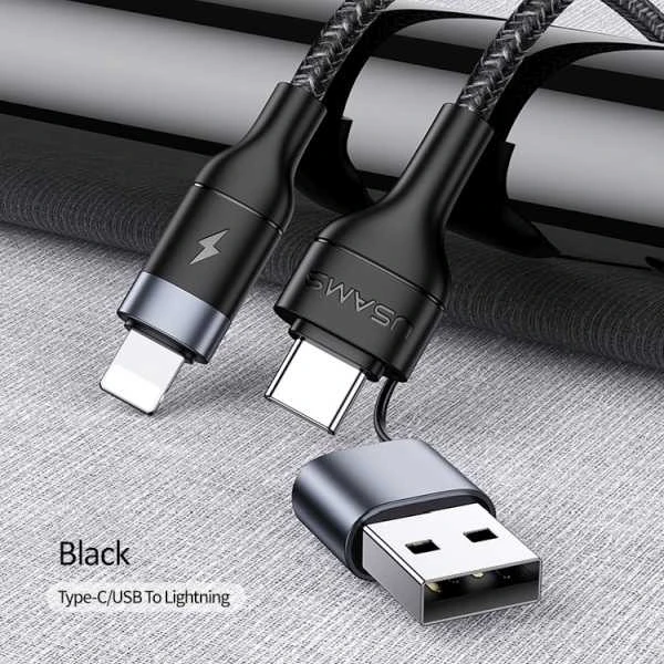 USAMS Braided U41 Lightning Kabelis 1m 2A juodos spalvos SJ391USB01 (US-SJ391) Fast Charge