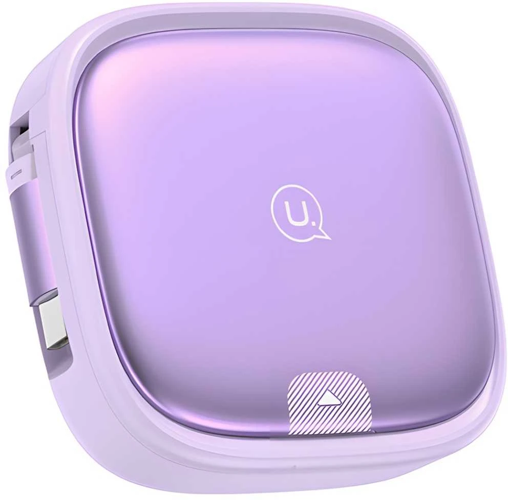 USAMS Kabelis rozwijany 3in1 su pudełkiem MicroUSB/USB-C/Lightning 60W violetinės spalvos SJ650USB03 (US-SJ650)