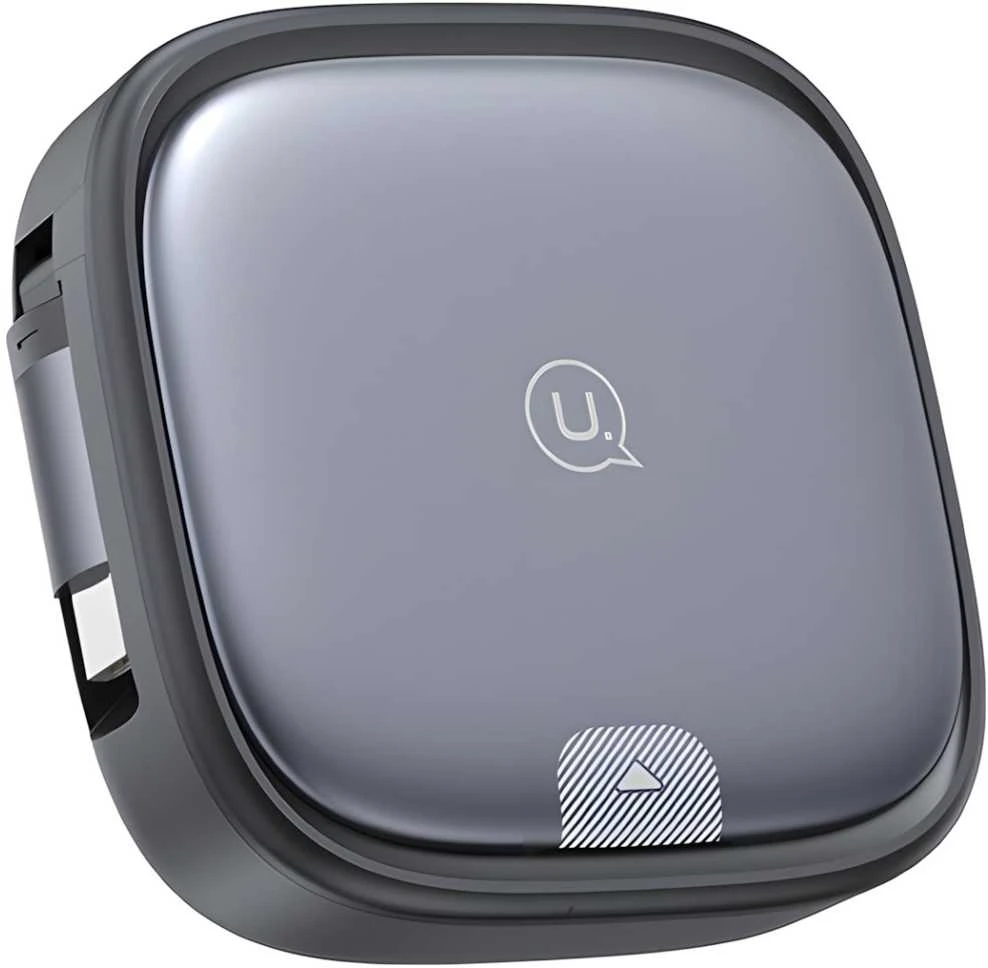 USAMS 3in1 ištraukiamas laidas su dėžute, MicroUSB/USB-C/Lightning, 60W, plienas/tamsus, SJ650USB01