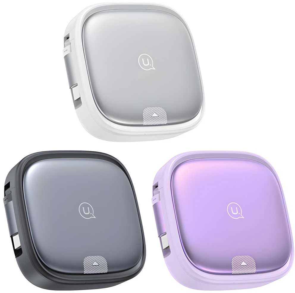 USAMS 3in1 ištraukiamas laidas su dėžute, MicroUSB/USB-C/Lightning, 60W, plienas/tamsus, SJ650USB01