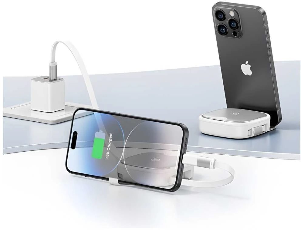 USAMS 3in1 ištraukiamas laidas su dėžute, MicroUSB/USB-C/Lightning, 60W, plienas/tamsus, SJ650USB01