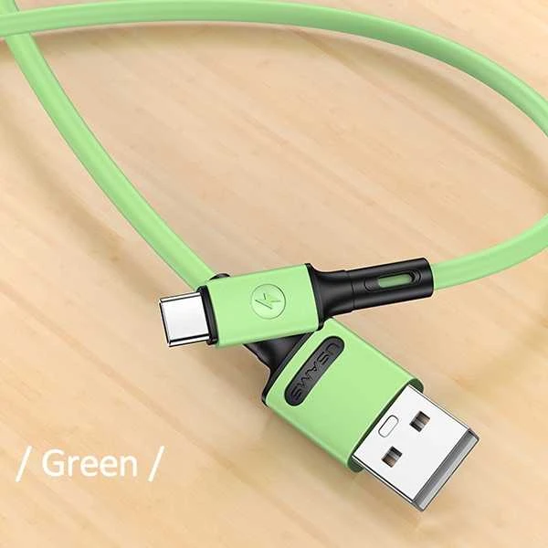 USAMS U52 USB-C 2A Fast Charge Kabelis 1m žalios spalvos SJ436USB02 (US-SJ436)