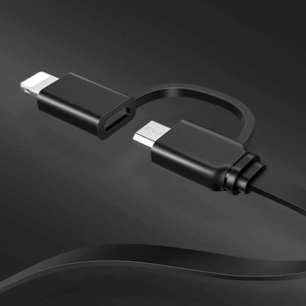 USAMS Kabelis zwijany U1 2w1 1m juoda/juodas (lightning/microUSB) SJ192USB01 (US-SJ192)