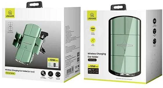 USAMS indukcinis laikiklis US-CD133 10W automatinis ventiliacijos grotelėms, žalios spalvos CD133ZJ02