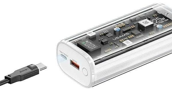 USAMS išorinė baterija 9000mAh PD 20W QC3.0+PD dviejų prievadų greito įkrovimo baltas 10KCD18902 (US-CD189)
