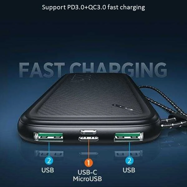 USAMS Powerbank PB56 10000mAh 22.5W 2xQC3.0 + PD Fast Charge baltos spalvos 10KCD15102 (US-CD151)
