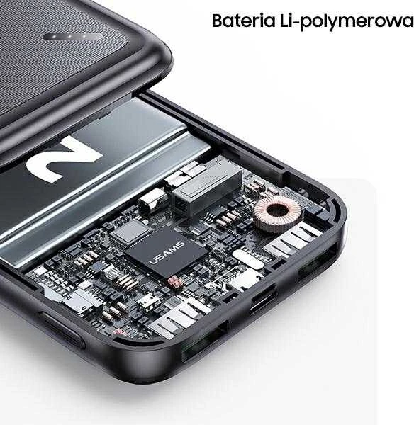 Powerbank 20000mAh PB60 22.5W 2xUSB QC3.0 + USB-C PD3.0 + Micro USB External Baterija Fast Charge Usams US-CD168 juodos spalvos