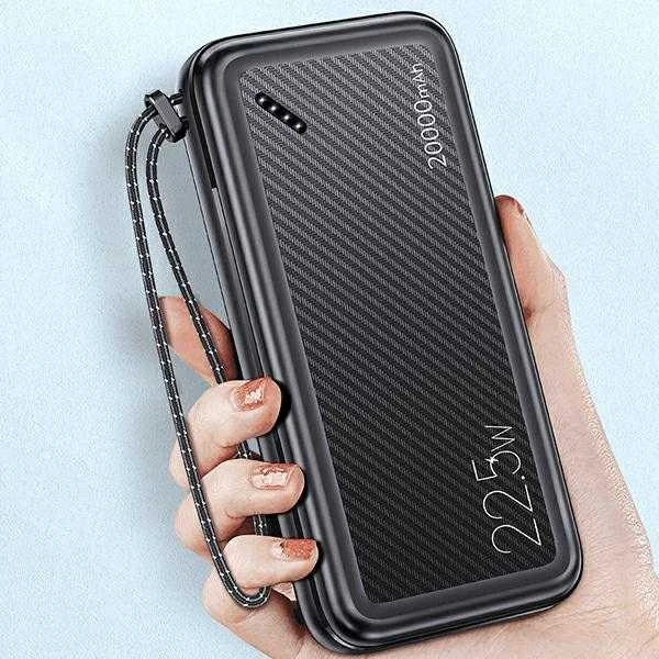Powerbank 20000mAh PB60 22.5W 2xUSB QC3.0 + USB-C PD3.0 + Micro USB External Baterija Fast Charge Usams US-CD168 juodos spalvos