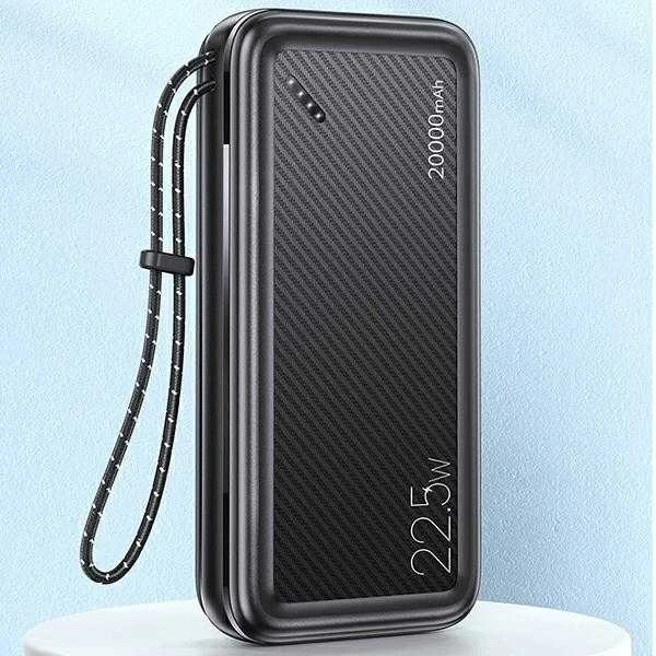 Powerbank 20000mAh PB60 22.5W 2xUSB QC3.0 + USB-C PD3.0 + Micro USB External Baterija Fast Charge Usams US-CD168 juodos spalvos