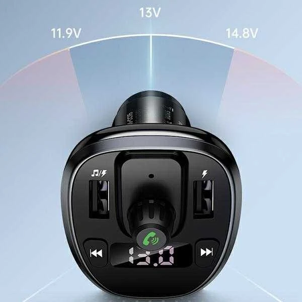 USAMS laisvų rankų įranga C21 su FM siųstuvu, Bluetooth 5.0, MP3, 2xUSB 3.4A juodos spalvos CC115GC