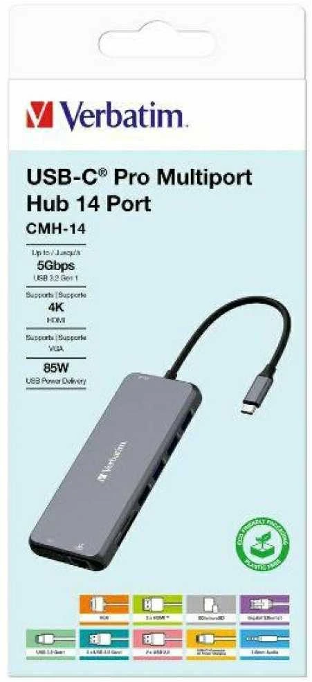 Verbatim CMH-14 C tipo USB 5000 Mbit/ai Sidabras