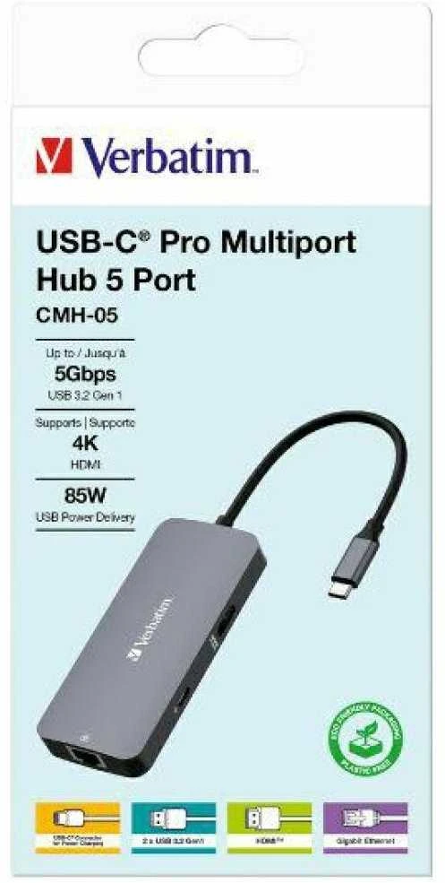 Verbatim Adapteris Hub USB-C – HDMI/USB-C /Eternet/2xUSB-A 3.0 pilkos spalvos 32150