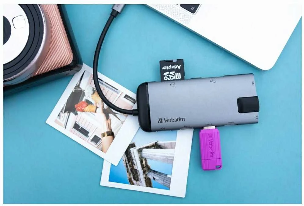 Verbatim 49142 sąsajos šakotuvas USB 3.2 Gen 1 (3.1 Gen 1) Type-C 1000 Mbit/ai Juoda, Sidabras