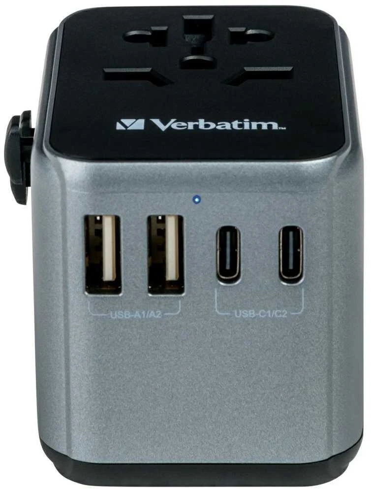 Verbatim Adapteris kelioninis EU/UK/US 2xUSB-A/2xUSB-C PD 30W UTA-03 juodos spalvos 49545