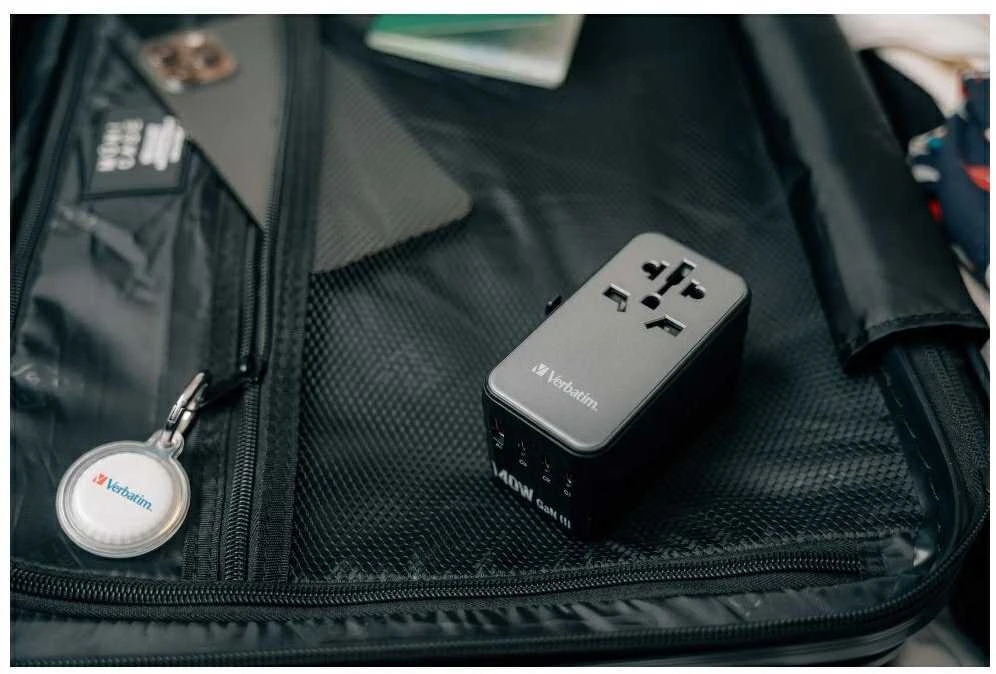 Verbatim kelioninis adapteris EU/UK/US GaN USB-A/3xUSB-C PD 140W UTA-10 juodas 32125