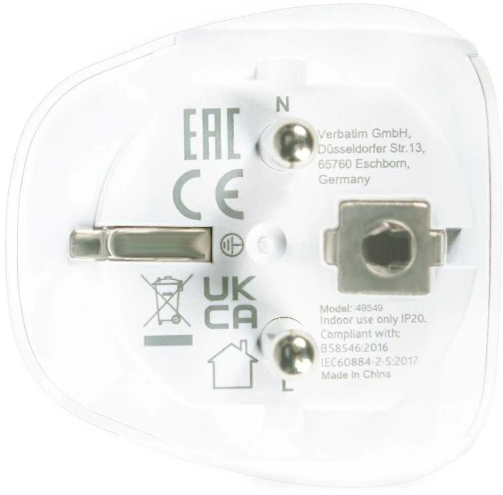 Verbatim kelioninis adapteris EU/UK/US WTEU-02 baltos spalvos 49549