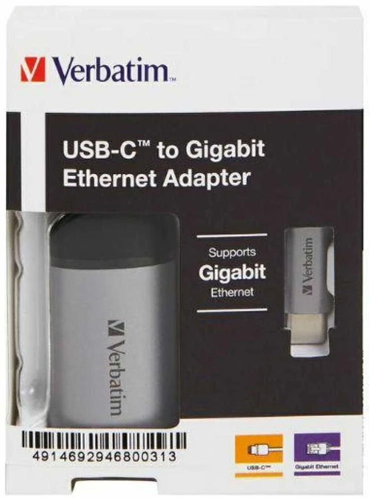 Verbatim 49146 sąsajos šakotuvas USB 3.2 Gen 1 (3.1 Gen 1) Type-C 1000 Mbit/ai Juoda, Sidabras