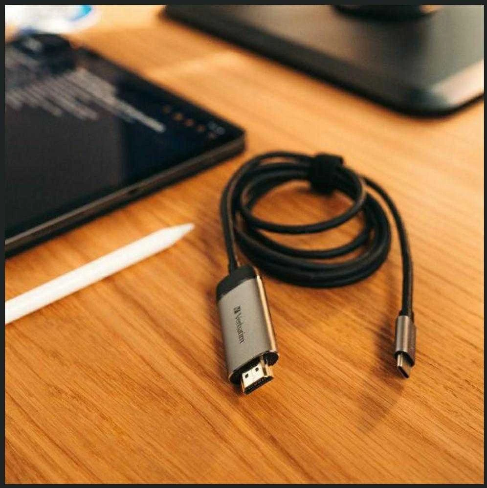 Verbatim 49144 vaizdo kabelio adapteris 1,5 m C tipo USB HDMI Juoda, Sidabras