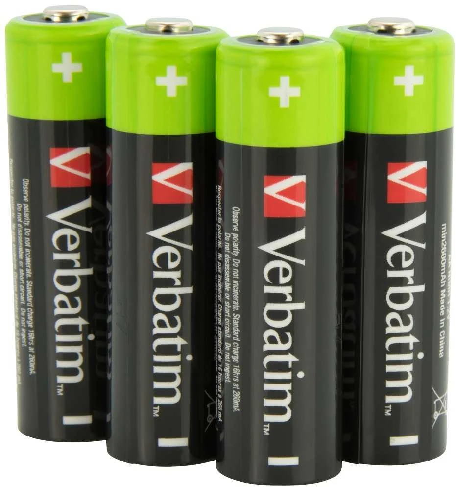 Verbatim Įkraunamos baterijos NiMH AA 2500mAh Premium HR6 4 vnt. juodos 49517