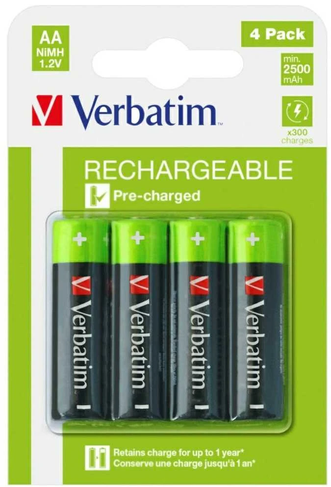 Verbatim Įkraunamos baterijos NiMH AA 2500mAh Premium HR6 4 vnt. juodos 49517