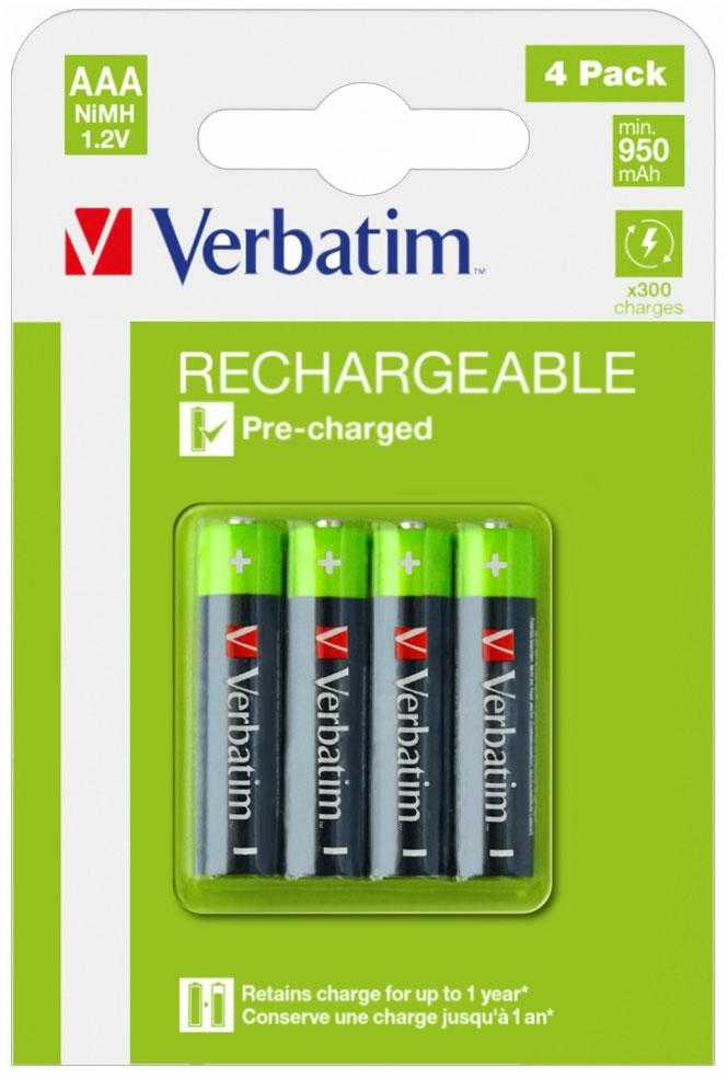 Verbatim Baterija NiMH AAA 950mAh Premium HR03 4pcs juodas 49514