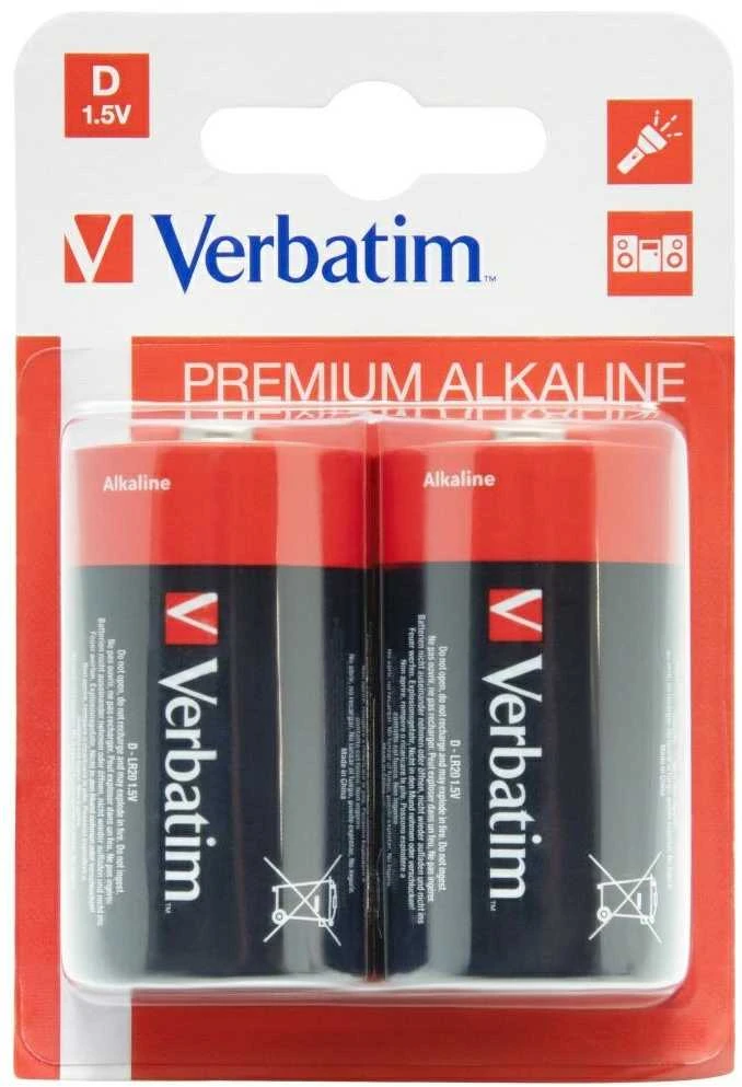 Verbatim Alkaline Baterija D LR20 2pcs juodas 49923
