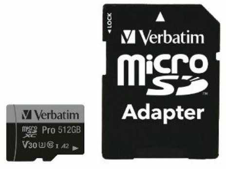 Verbatim Atminties kortelė Micro SD 32GB + adapter Pro U3 juodos spalvos 47041