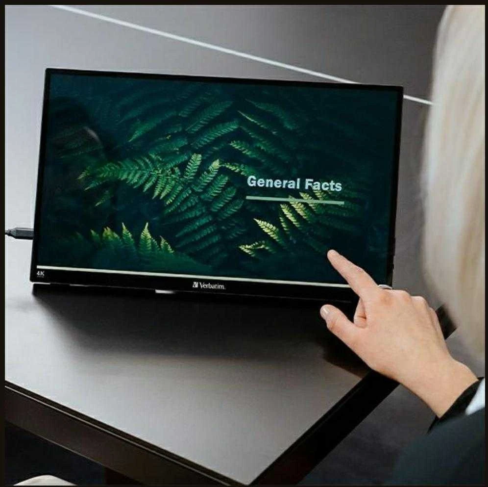 Verbatim 32238 kompiuterio monitorius 39,6 cm (15.6″) 3840 x 2160 pikseliai 4K Ultra HD LCD Lietimui jautrus ekranas Juoda