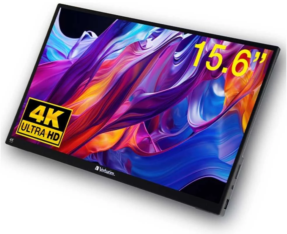 Verbatim 32238 kompiuterio monitorius 39,6 cm (15.6″) 3840 x 2160 pikseliai 4K Ultra HD LCD Lietimui jautrus ekranas Juoda