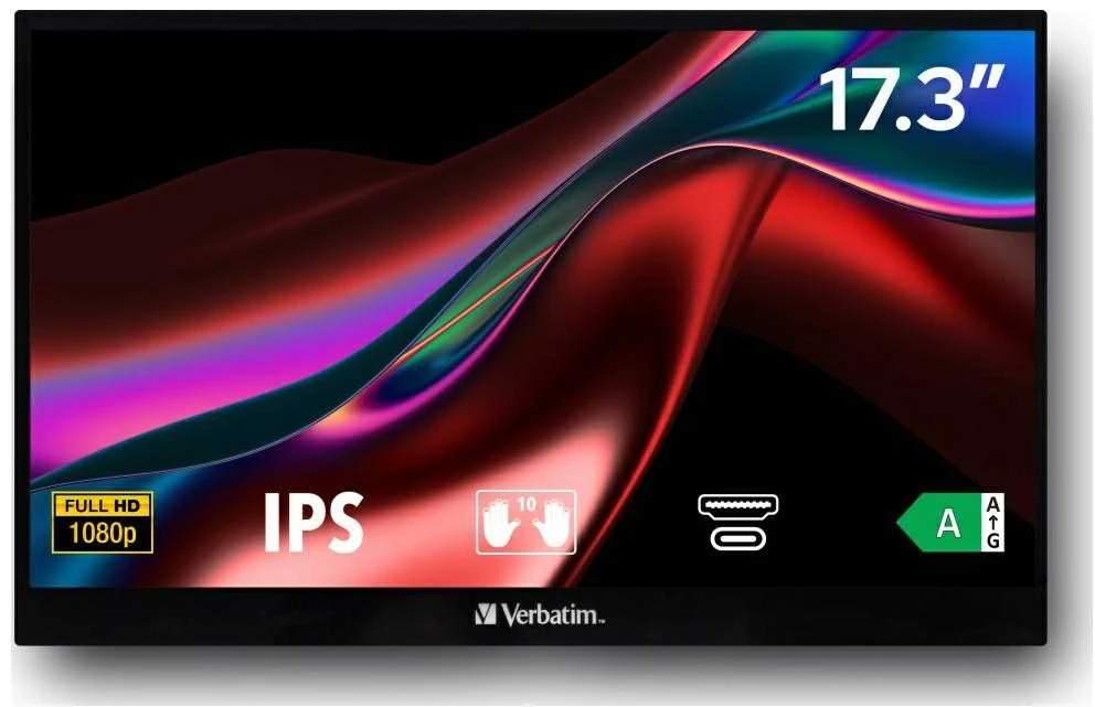 Verbatim 32238 kompiuterio monitorius 39,6 cm (15.6″) 3840 x 2160 pikseliai 4K Ultra HD LCD Lietimui jautrus ekranas Juoda