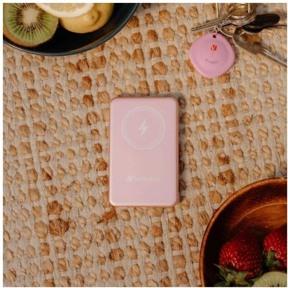 „Verbatim“ belaidis magnetinis išorinis akumuliatorius „n' Go“, 15 W, 5000 mAh, rožinis, 32243