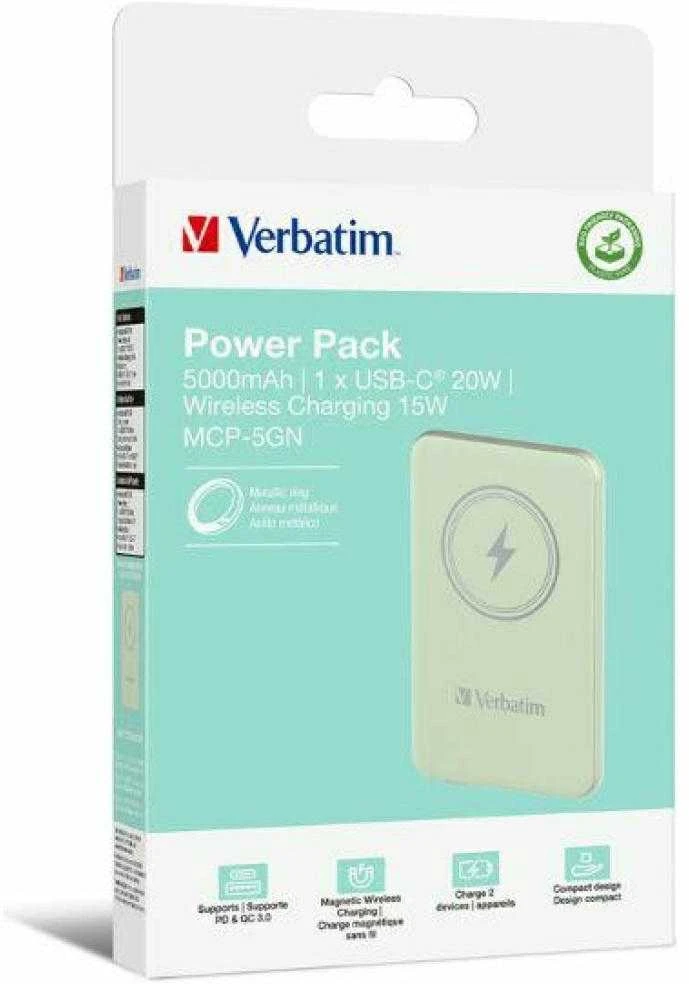 „Verbatim“ belaidis magnetinis išorinis akumuliatorius „n' Go“ 15 W 5000 mAh žalias 32241