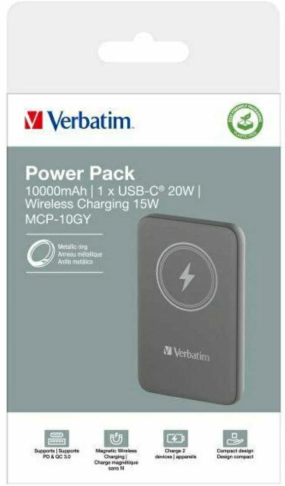 Verbatim Powerbank indukcinis `n` Go 15W 5000mAh belaidis Magnetic pilkos spalvos 32244
