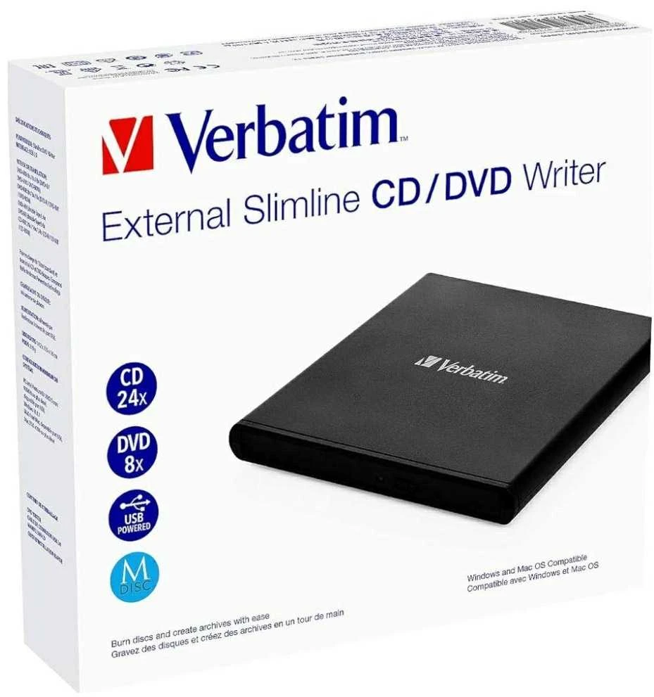 Išorinis otinis įrenginys Verbatim Slimline DVD USB2.0 juodos spalvos 53504