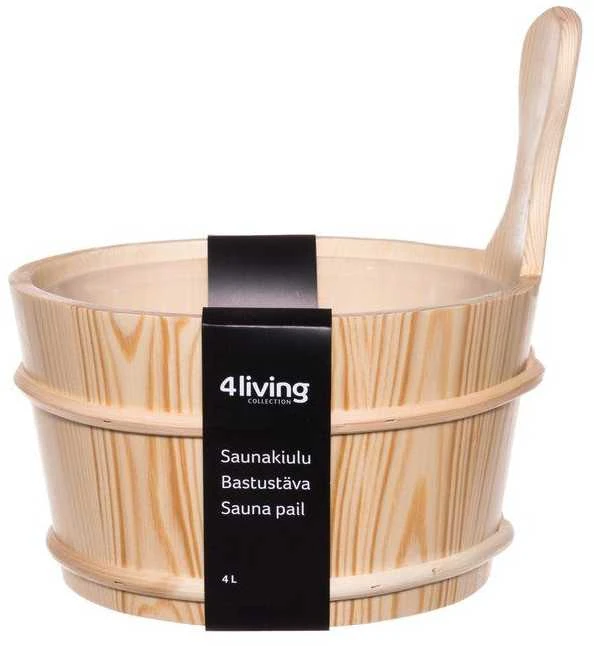 4Living medinė pirties statinė, plastikinis įdėklas, 4 l