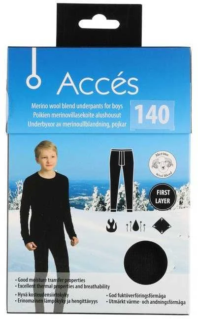Acces Merino mišinio apatiniai marškinėliai berniukams, juodi, asortimentas