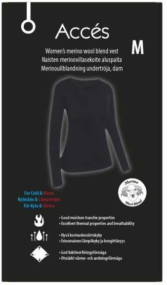 Acces Juodi merino mišinio apatiniai marškinėliai moterims
