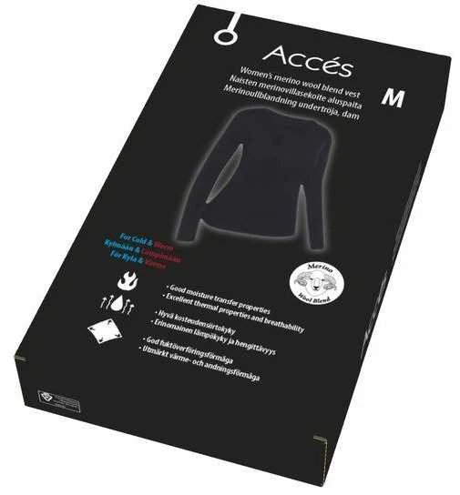 Acces Juodi merino mišinio apatiniai marškinėliai moterims