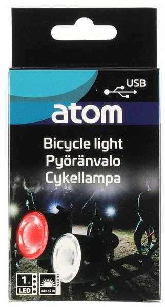 Atom Sports Atom Dviračio priekinis ir galinis įkraunamas žibintas
