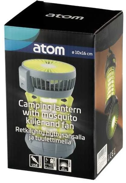Atom Sports „Atom“ stovyklavimo žibintas su uodų gaudykle ir ventiliatoriumi