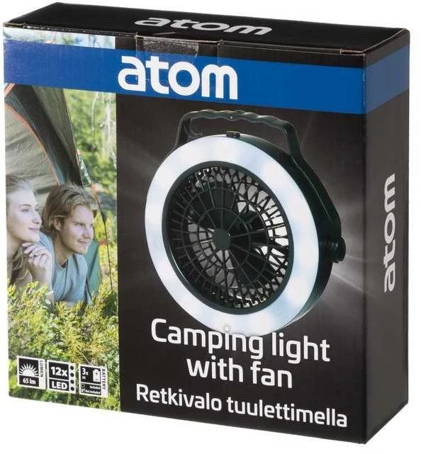 Atom Kempingo šviesa su ventiliatoriumi