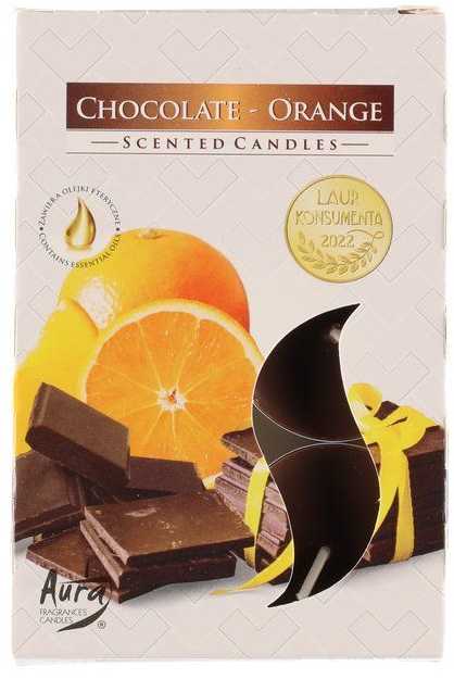 Aura Oranžinis Plauk.žvakutės 6vnt Chocolate-Oranžinis