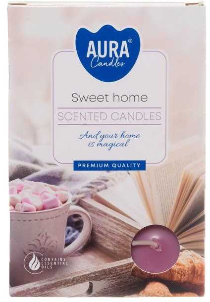 Aura Plauk.žvakutės 6vnt Sweet home