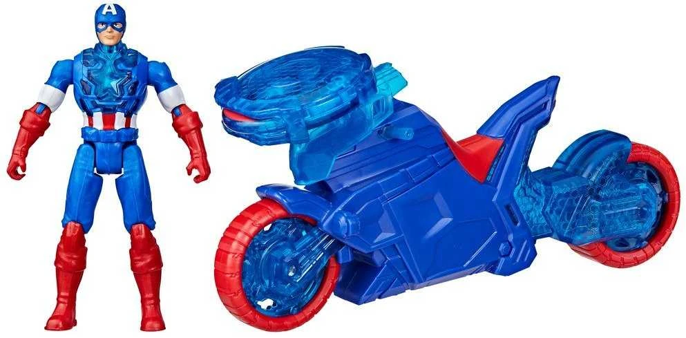 Hasbro AVENGERS Kapitono Amerikos skydus šaudantis motociklas, 10 cm